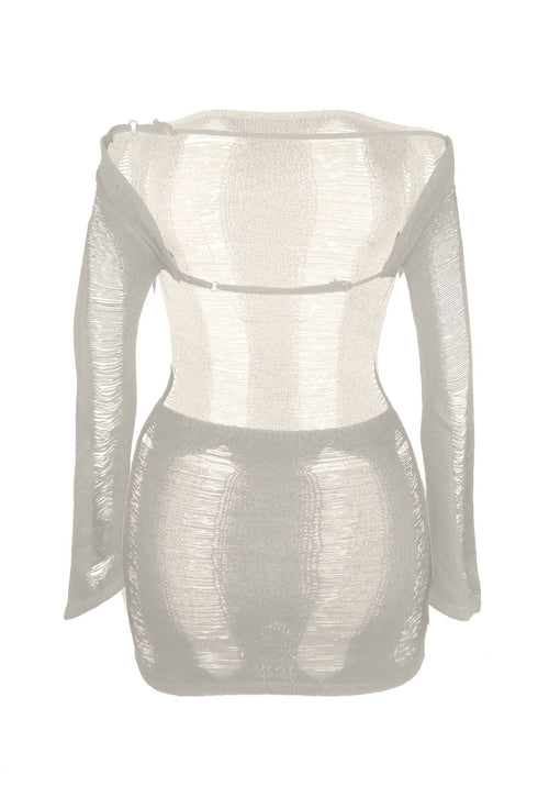 Zion Long Sleeve Mini Dress - Oatmeal - EDGEbyKS