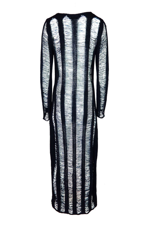 Private Island Distressed Maxi Cardigan Cover Up - Black - EDGEbyKS