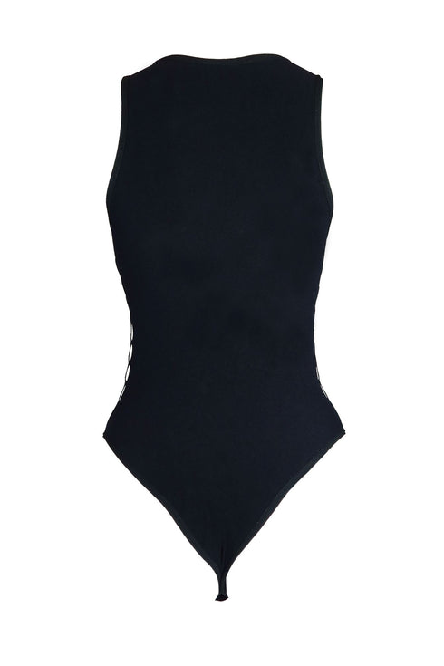 Yuna Hallow Out Sleeveless Bodysuit - Black - EDGEbyKS