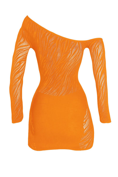 Francesca Hallow Out Off Shoulder Mini Dress - Orange - EDGEbyKS