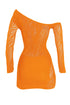 Francesca Hallow Out Off Shoulder Mini Dress - Orange - EDGEbyKS