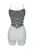 Summer Crush Ribbed Tank Strappy Romper - White - EDGEbyKS