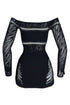 Sabrina Hallow Out Off Shoulder Long Sleeve Dress - Black - EDGEbyKS
