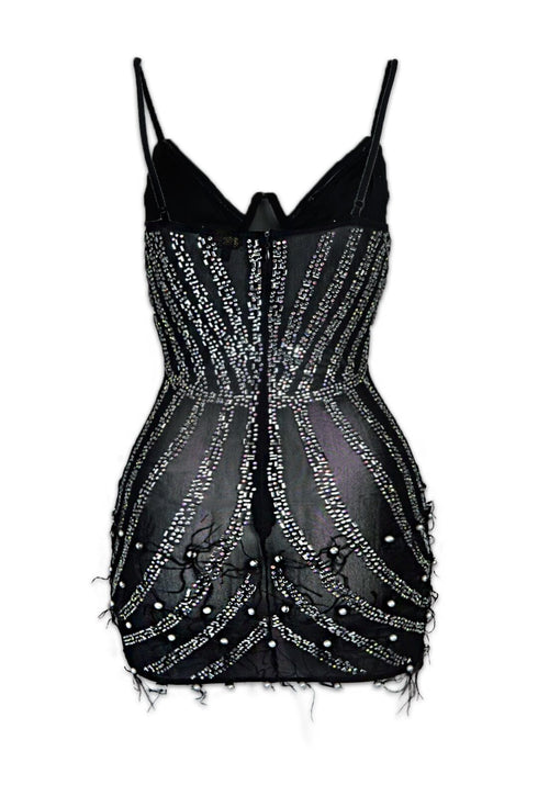 Headlines Pearls and Diamonds Tank Mini Dress - Black - EDGEbyKS