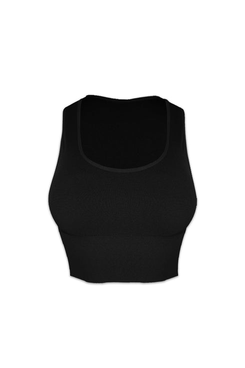 Soft Basic Smooth Scoop Neck Top - Black - EDGEbyKS