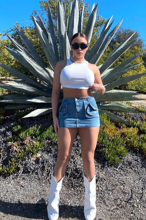 Brittany Micro Low Rise Denim Skirt Bottoms EDGE