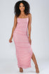Polished Ruched Maxi Slit Dress - Light Pink - KNOWSTYLE - EDGE - EDGEONLINESTORE