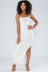 Polished Ruched Maxi Slit Dress - White - KNOWSTYLE - EDGE - EDGEONLINESTORE