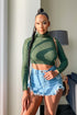 Make A Wish Ribbed Turtle Neck Crop Top - Olive - KNOWSTYLE - EDGE - EDGEONLINESTORE