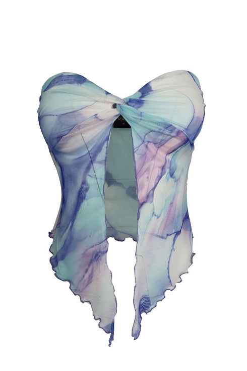 Lavender Haze Print Mesh Twist Top - Lavender - EDGEbyKS