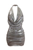 Raise Me Up Foil Ruched Dress - Mocha - EDGEbyKS