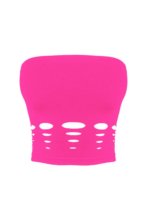 Electricity Cut Out Tube Top - Hot Pink -EDGEbyKS