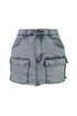 Original Mid Rise Cargo Denim Skirt - Light Wash - EDGEbyKS