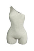 High Demand One Shoulder Ribbed Romper - Oatmeal - EDGEbyKS