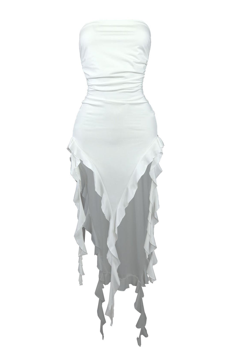 Fallen Angel Ruffle Tube Dress Large / Off White Fallen Angel Ruffle Tube Dress Large / Off White