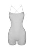 Summer Crush Ribbed Tank Strappy Romper - White - EDGEbyKS