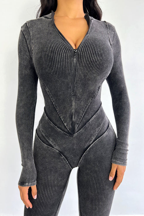 Fallon Mineral Washed Stitch Out Jumpsuit Rompers + Jumpsuits EDGE