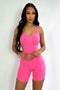 Odessa Mineral Washed Basic Romper Rompers + Jumpsuits EDGE Small/Medium Neon Pink
