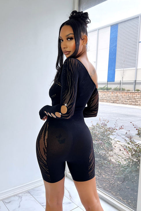 Dixie Hallow Out Off Shoulder Cutout Romper Rompers + Jumpsuits EDGE
