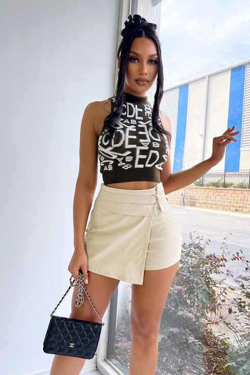 Roger Cargo Belted Skort SKIRT EDGE Small Taupe