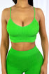 Absolute Ribbed Crop Bra Top Crop Top EDGE Small/Medium Green