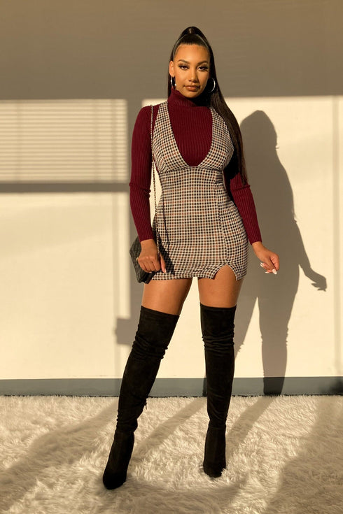 Make A Wish Ribbed Turtle Neck Crop Top - Burgundy - KNOWSTYLE - EDGE - EDGEONLINESTORE