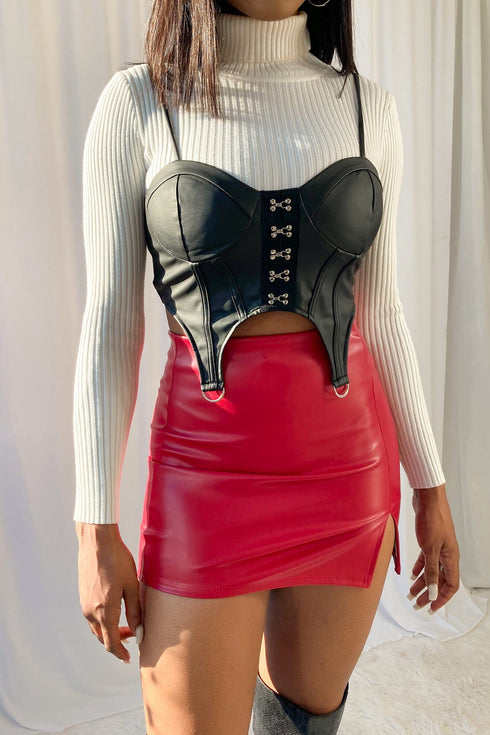 Undercover Faux Leather Mini Skirt SKIRT KNOWSTYLE