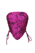 Primrose Floral Lace Up Tube Bustier Top - Fuchsia - EDGEbyKS