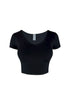 About It V Neck Short Sleeve Crop Top Top EDGE Small Black