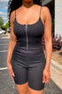 Follow My Rules Ribbed Zip-Up Cami Romper - Black - KNOWSTYLE - EDGE - EDGEONLINESTORE