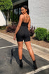 Follow My Rules Ribbed Zip-Up Cami Romper - Black - KNOWSTYLE - EDGE - EDGEONLINESTORE