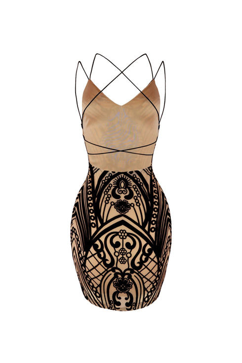 Sherry Mesh Velvet Burnout Mini Dress DRESS EDGE