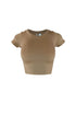Soft Basic Smooth Cropped Tee Crop Top EDGE Small/Medium Mocha