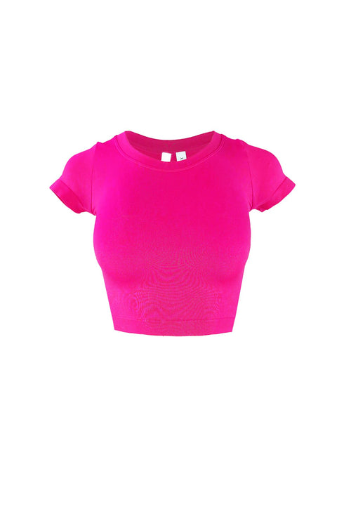 Soft Basic Smooth Cropped Tee Crop Top EDGE Small/Medium Pink