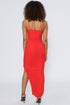 Polished Ruched Maxi Slit Dress - Red - KNOWSTYLE - EDGE - EDGEONLINESTORE