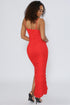Polished Ruched Maxi Slit Dress - Red - KNOWSTYLE - EDGE - EDGEONLINESTORE