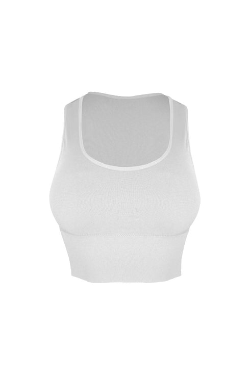 Soft Basic Smooth Scoop Neck Top - White - EDGEbyKS