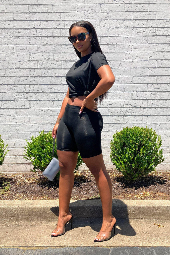 Outside the Gym Tunic Top & Biker Shorts SET - Black - KNOWSTYLE - EDGE - EDGEONLINESTORE