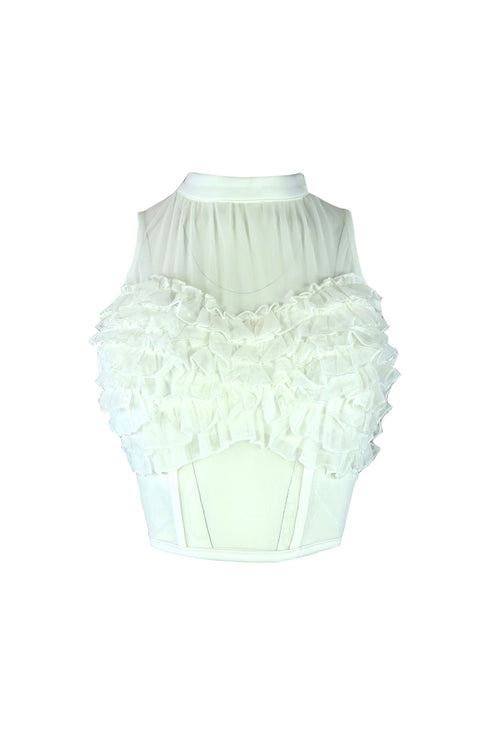 Claire Ruffle Mesh Corset Top Crop Top EDGE