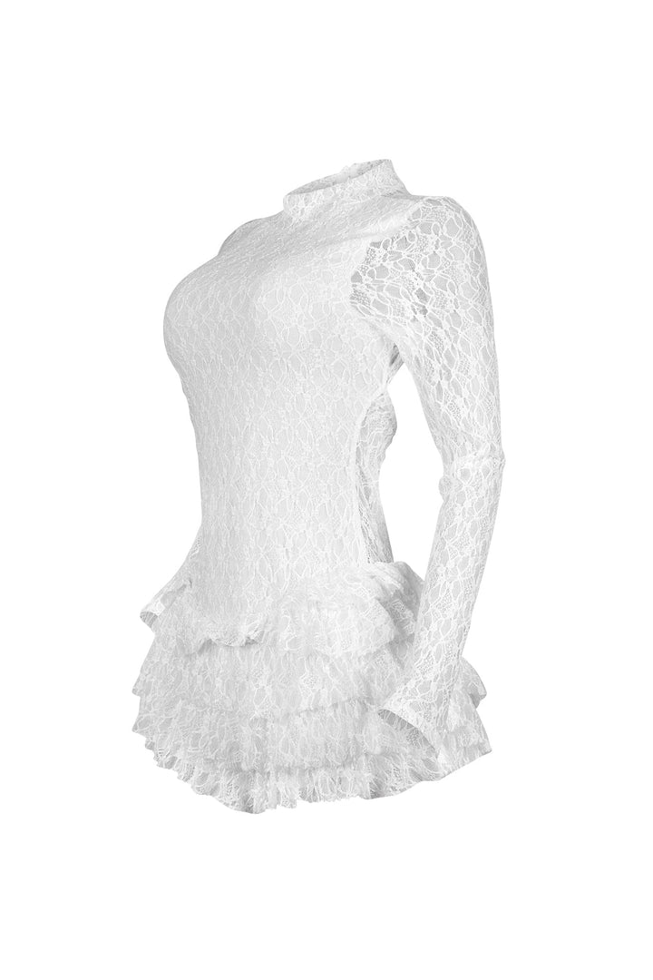 Linda Lace Long Sleeve Ruffle Romper