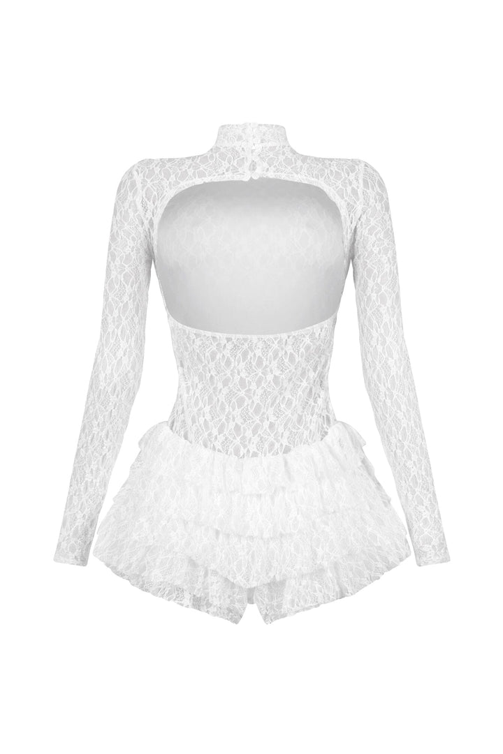 Linda Lace Long Sleeve Ruffle Romper