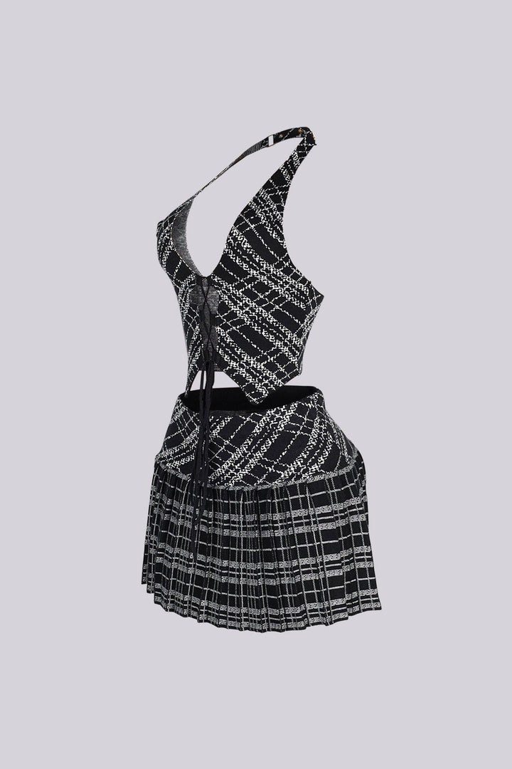 Charlotte Knit Halter Top &amp; Mini Skirt SET