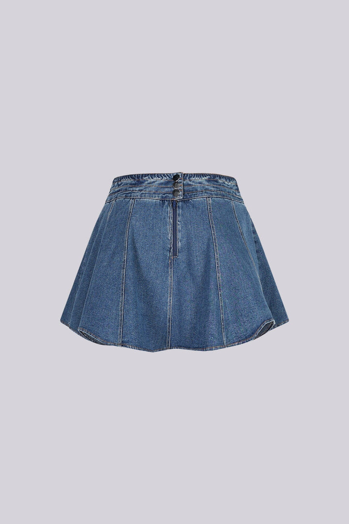 Antoinette Flare Denim Mini Skirt
