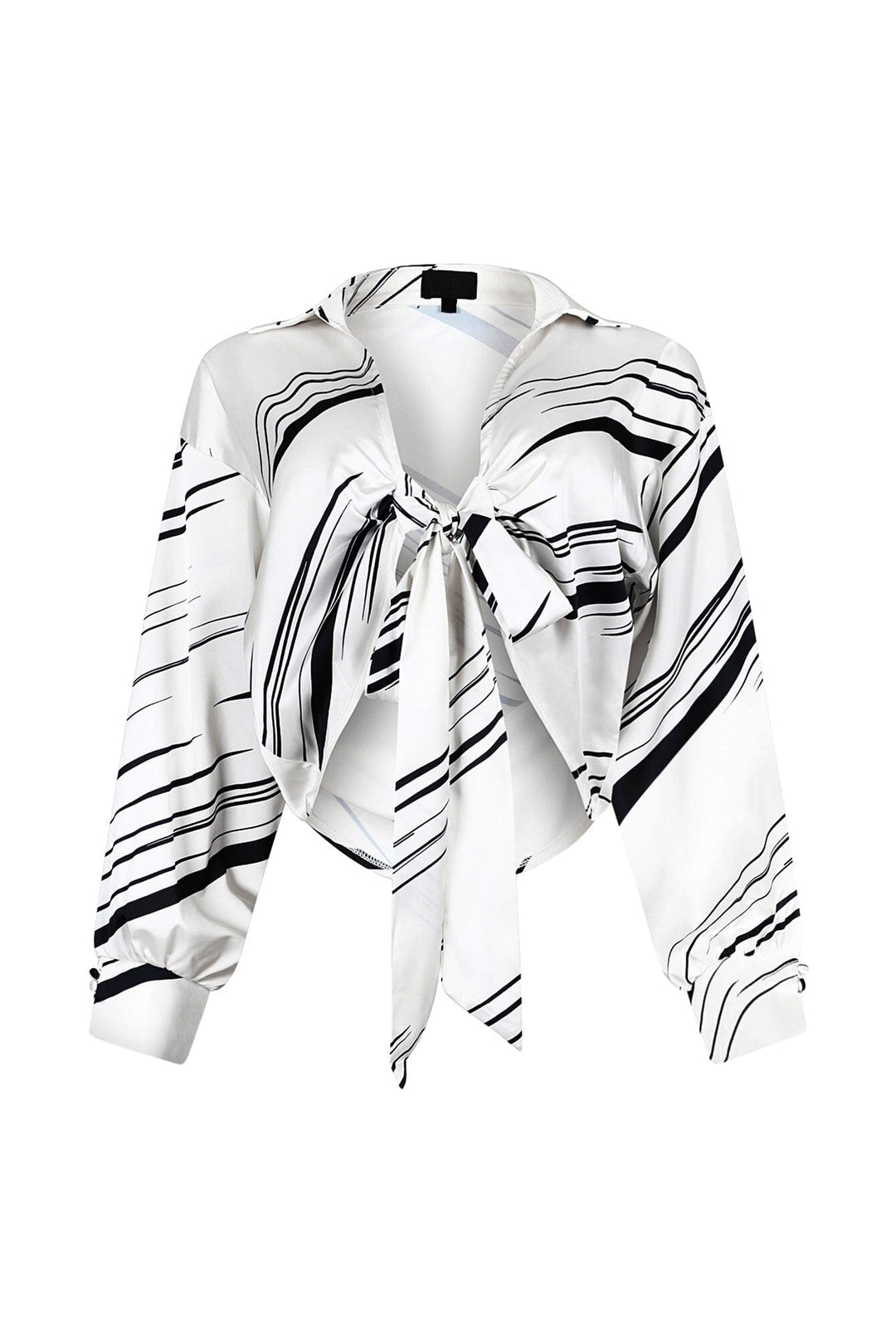 Tara Geo Printed Satin Tie Blouse