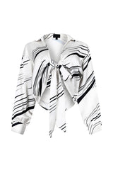 Tara Geo Printed Satin Tie Blouse