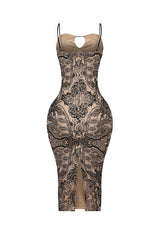 Erika Print Tank Keyhole Midi Dress