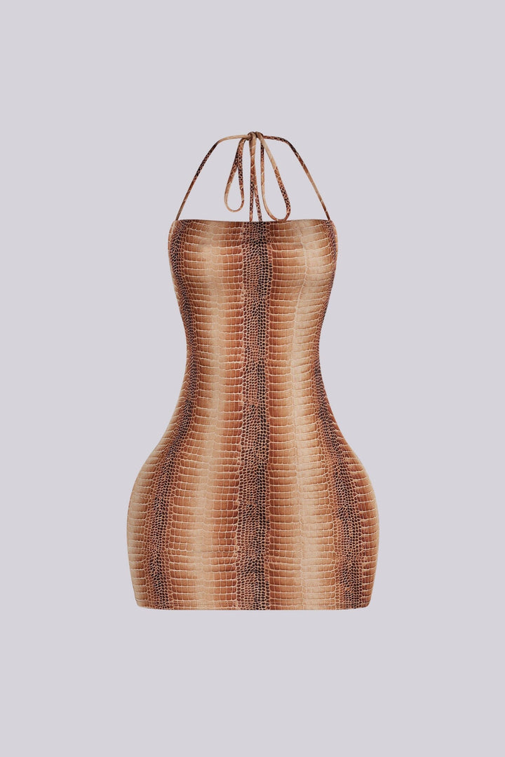 Command Snake Print Mini Dress