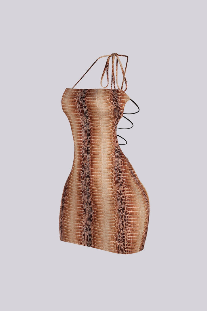Command Snake Print Mini Dress