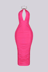 Turn Heads in Metal Choker Midi Dress