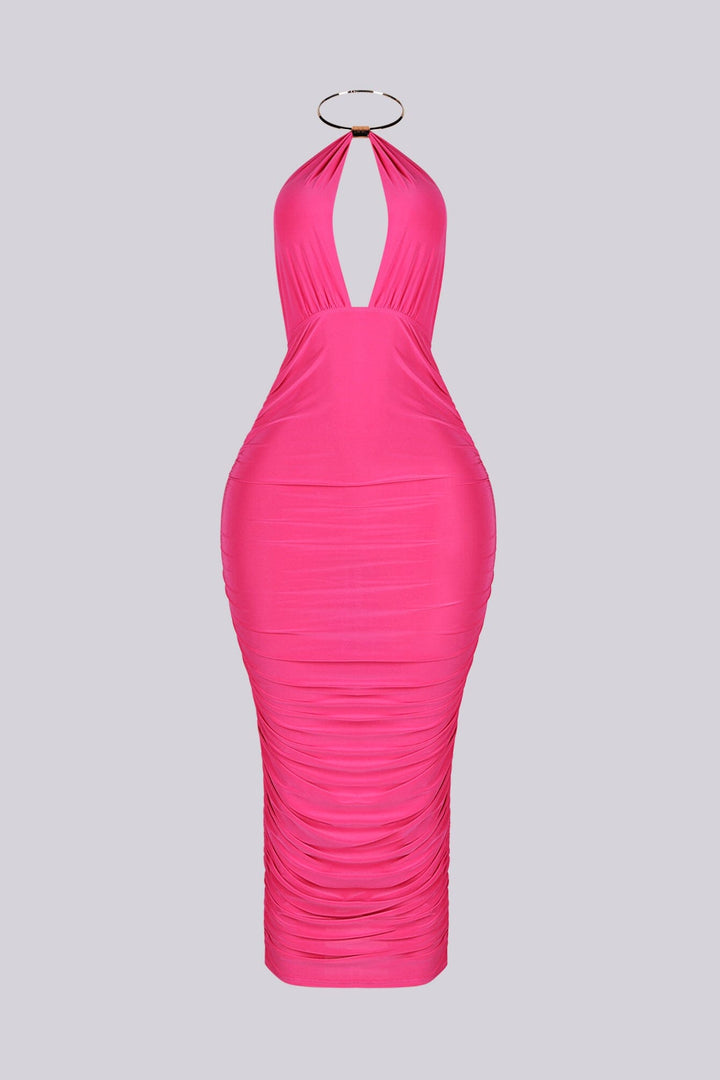 Turn Heads in Metal Choker Midi Dress